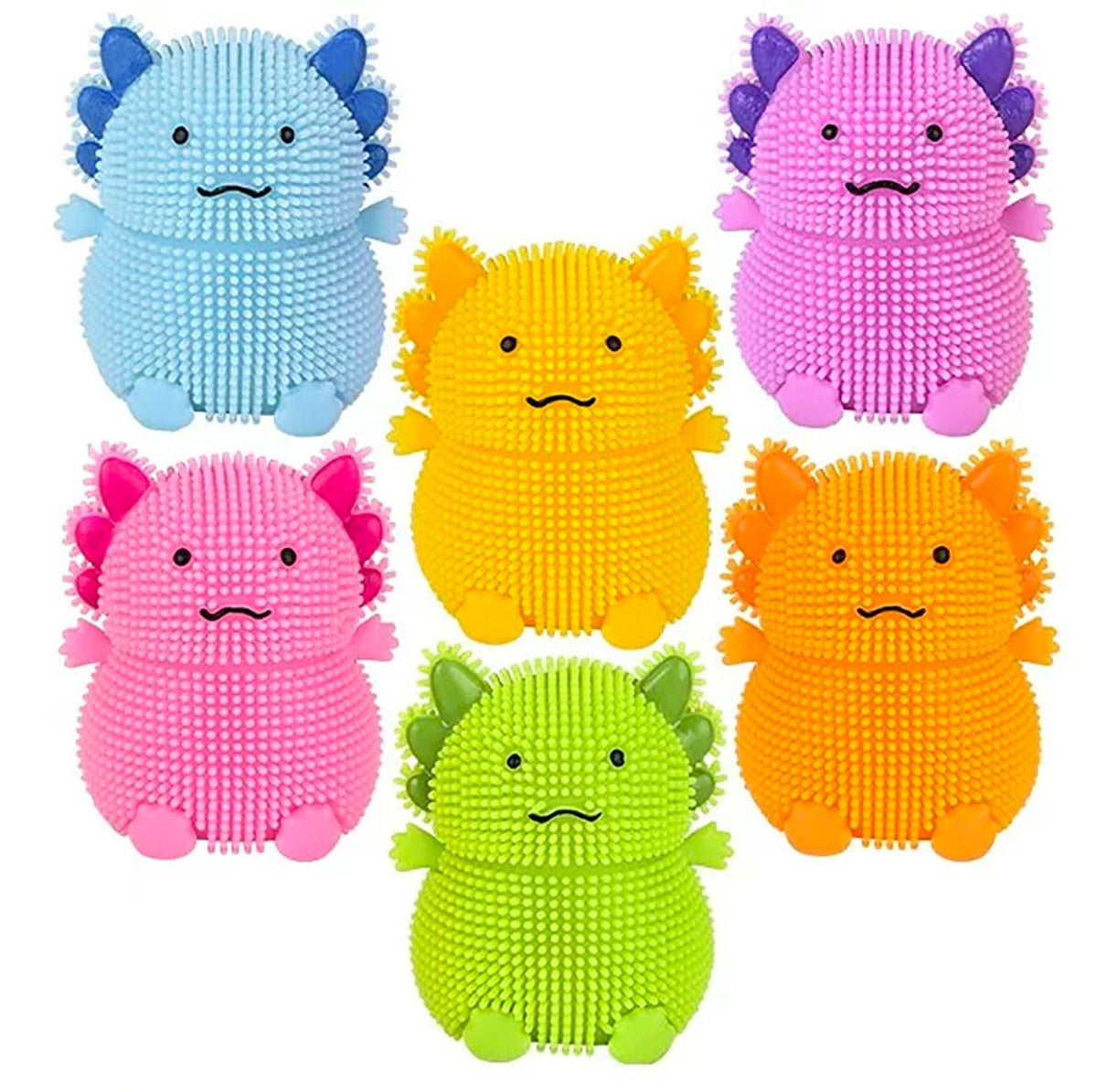 Set of All 6 Colors Axolotl Puffer Air- Filled Squeeze Stress Balls - Walking Fish - Sensory, Stress, Fidget Toy Axolotyl Lover (Set of All 6 Colors)