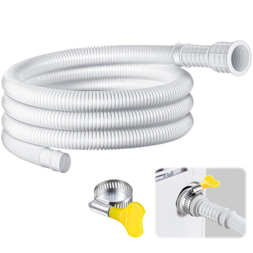 Saillong Patent Pending Dehumidifier Drain Hose, 6.5FT, 3/4 Inch FHT, with Cuttable Rubber Adapter and Connect Clamp, Flexible Universal Drain Hose for Most Dehumidifier Air Conditioner Brands(White)