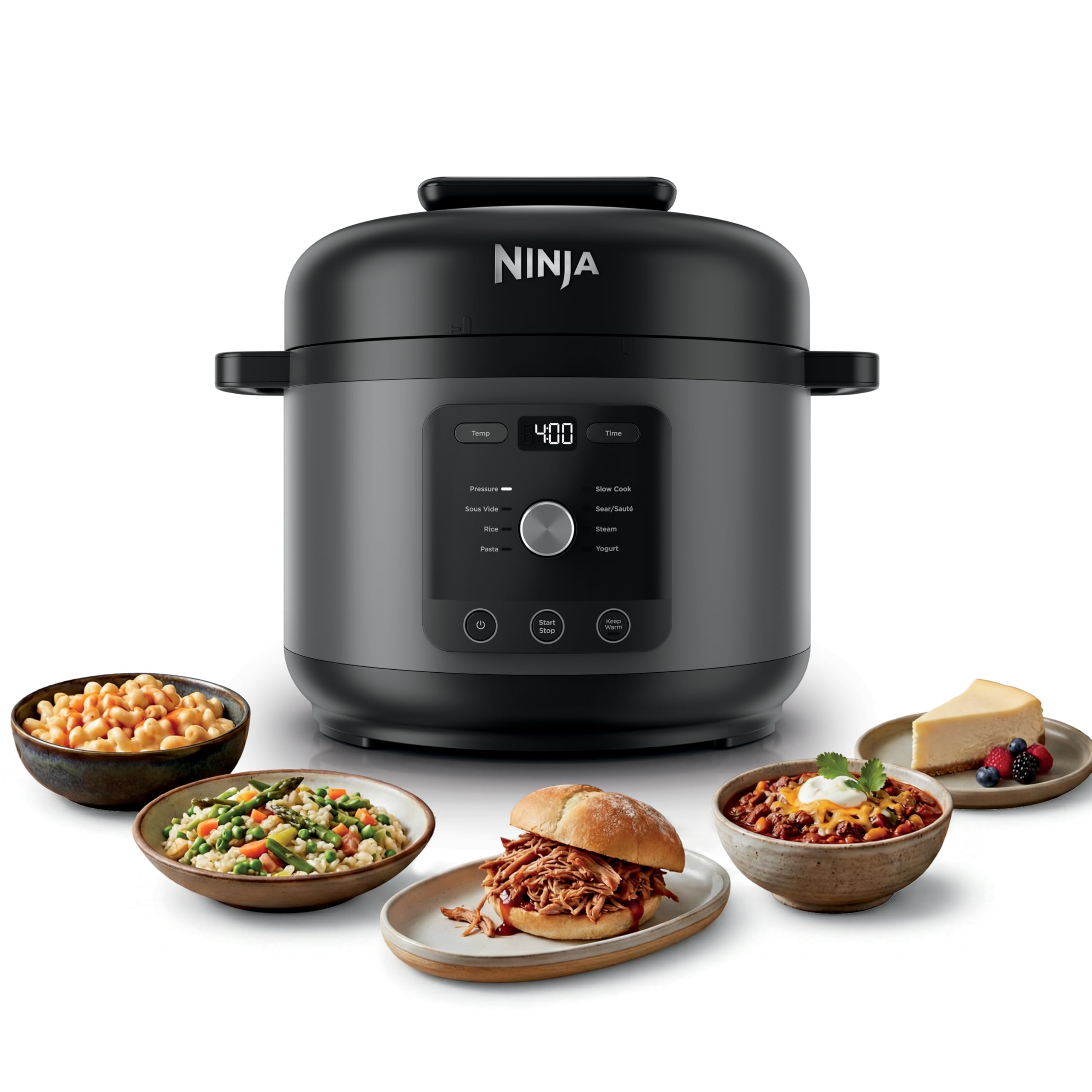 Ninja HyperHeat 9-in-1 Electric Pressure Cooker | 6.5 Qt Multi Cooker with Sear/Sauté, Slow Cooker, Rice Cooker, Sous Vide | 1200W | Fast Cooking, PFAS-Free Pot | Dark Gray | PC201GY