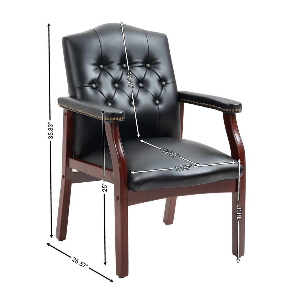 Ergonomic High Back Office Guest Chair - Black Leather Executive Single Chair for Reception & Conference Rooms, Waiting Room, Meeting, Lobby,