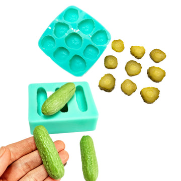 Natucraft Silicone Pickle Molds, 3 Cavity & 9 Slice, Small Cucumber Molds, Realistic, Flexible, Oven-Safe Up to 395F, Handmade in Canada, Turquoise Blue