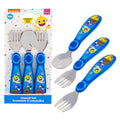 Pink Fong Baby Shark Toddler Forks and Spoon Set - 3 Pieces - Dishwasher Safe Utensils
