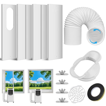 Portable Air Conditioner Window Vent Kit: Qoosea Adjustable AC Window Seal Kit with 5.1 & 5.9 Inch Exhaust Hose Sliding Window Upgraded Adjustable AC Vent Kit for Sliding Horizontal & Vertical Windows