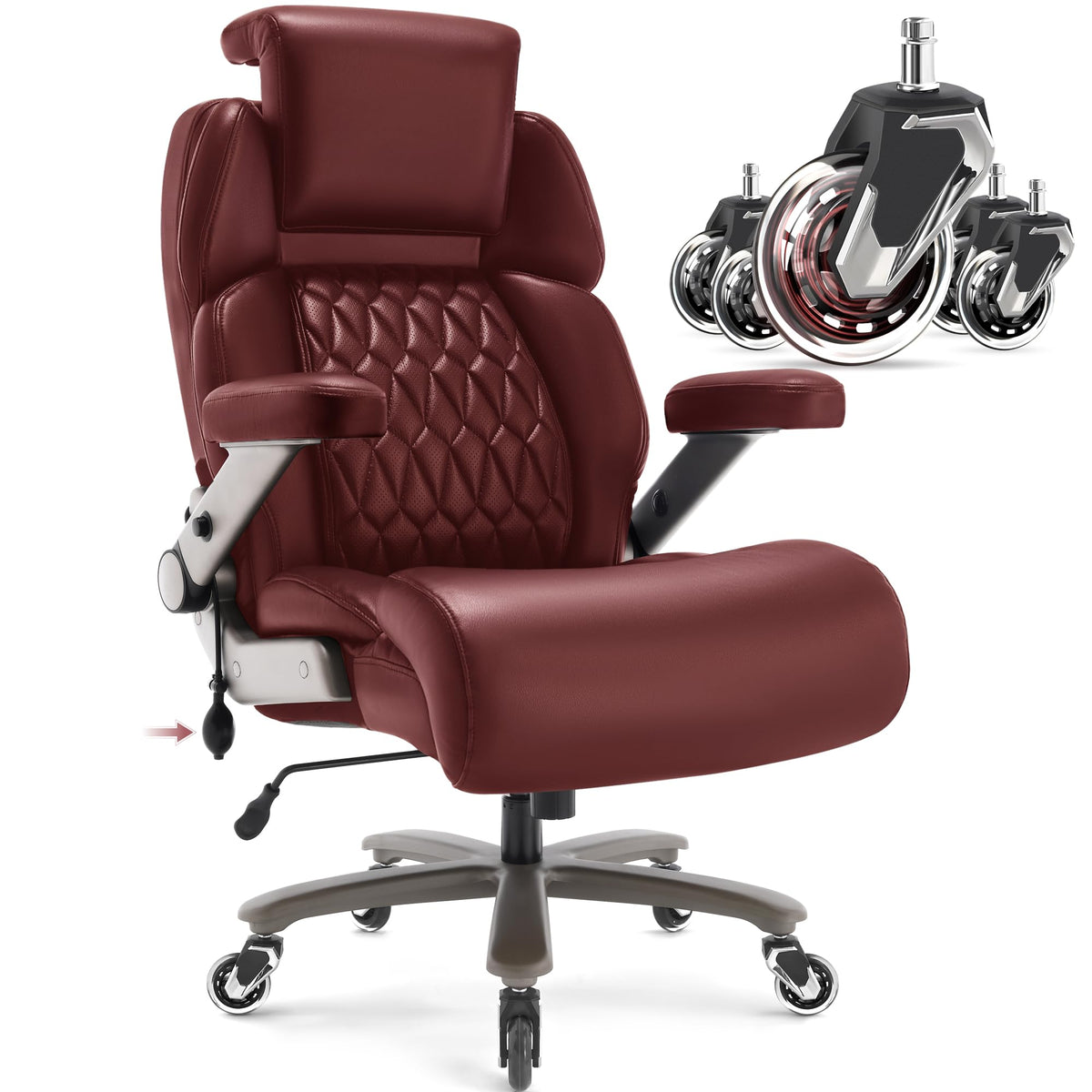 Big and Tall Office Chair 700lbs, Ergonomic High Back Computer Desk Chair, Large, Burgundy