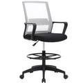 Bestoffice Drafting Chair Tall Office Chair Adjustable Swivel Rolling Mesh Height with Lumbar Support Arms Footrest Mid Back for Adults
