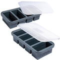 Souper Cubes 1 Cup Silicone Freezer Trays with Lids, 100% Platinum-Cured Silicone Freezer Molds, Oven and Microwave Safe, Perfect for Freezing Soup, Protein, Grains and More - Charcoal, 2-Pack