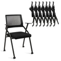 Clatina Stackable Foldable Conference Room Chairs with Wheels, Portable Padded Office Desk Chair with Lumbar Support and Armrest for Training