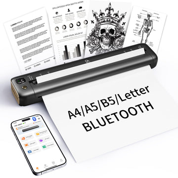 Rongta Portable Printer Wireless for Travel, Bluetooth Inkless Thermal Printers for 8.5" x 11" US Letter & A4 Size, Compatible with Android iOS Phone Mac Windows Laptop for Office & Home (Gray)