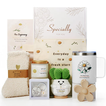 New Beginnings Gifts for Women – Farewell Leaving Going Away Goodbye Retirement Gift Basket for Her Women Coworkers, New Job Good Luck, Moving On, Graduation, Divorce, Housewarming, Break Up Gifts