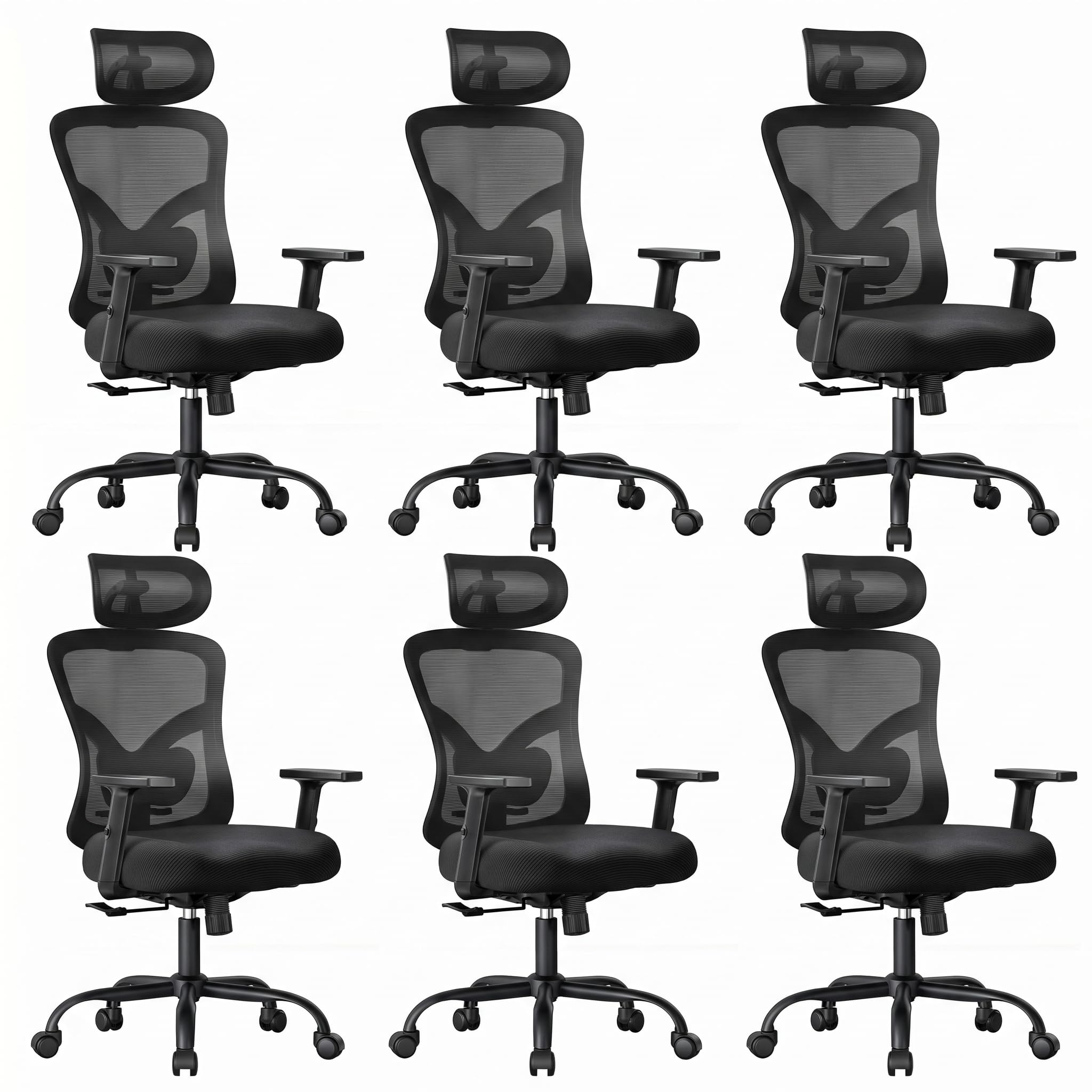 Noblewell Ergonomic Office Chair with Padded Lumbar Support, 2d Headrest, Adjustable Armrests, Upgraded Contoured Seat Cushion, 130° Rocking