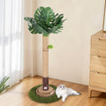 Cat Scratching Post, 35 Inch Tall Cat Scratcher Cat Tree Tower with Hanging Ball for Indoor Cats Adults,Sisal Rope Kitten Scratch with Interactive Mouse Cat Toy (41in, Monstera)