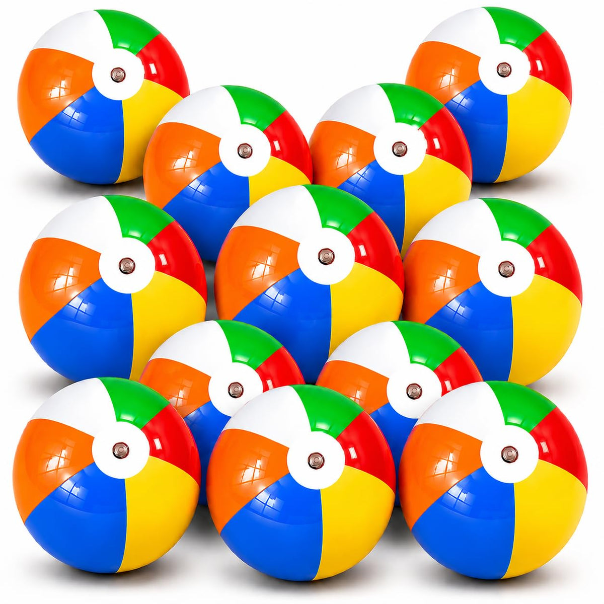 Beach Balls Bulk 12 Pack - Colored Inflatable Party Pack 12" Beach Balls Pool Toys Summer Party Favor