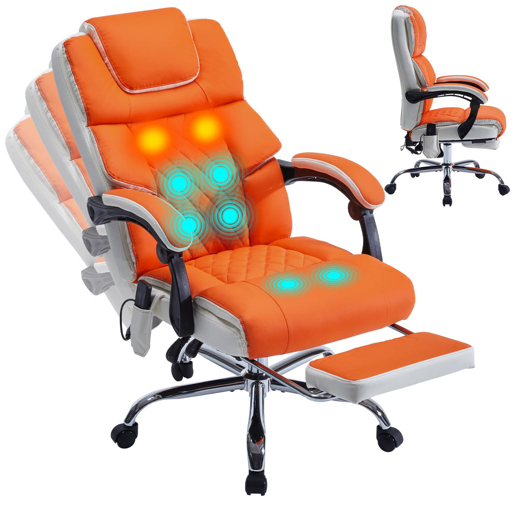 Massage Office Chair 6 Points 500lbs with Footrest,reclining Desk Chair with Vibration Heat,executive Big and Tall Chairs for Heavy