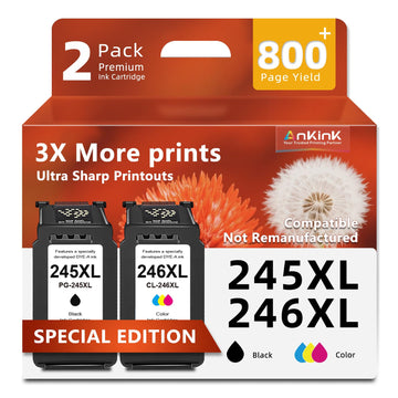Ankink 245XL 246XL Compatible Ink (not Remanufactured) Replacement for Canon Ink 245 and 246 XL for Cannon MG2522 TS3322 TR4500 MX490 MX492 TR4520 TR4522 TS3122 TS3300 TS3320 TS3100 MG2500 Printers