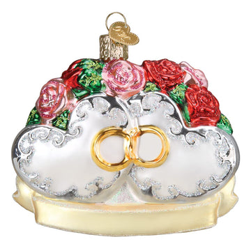 Old World Christmas Couples First Christmas Glass Blown Ornament for Christmas Tree, Handcrafted Holiday Decoration, Family Heart Collection