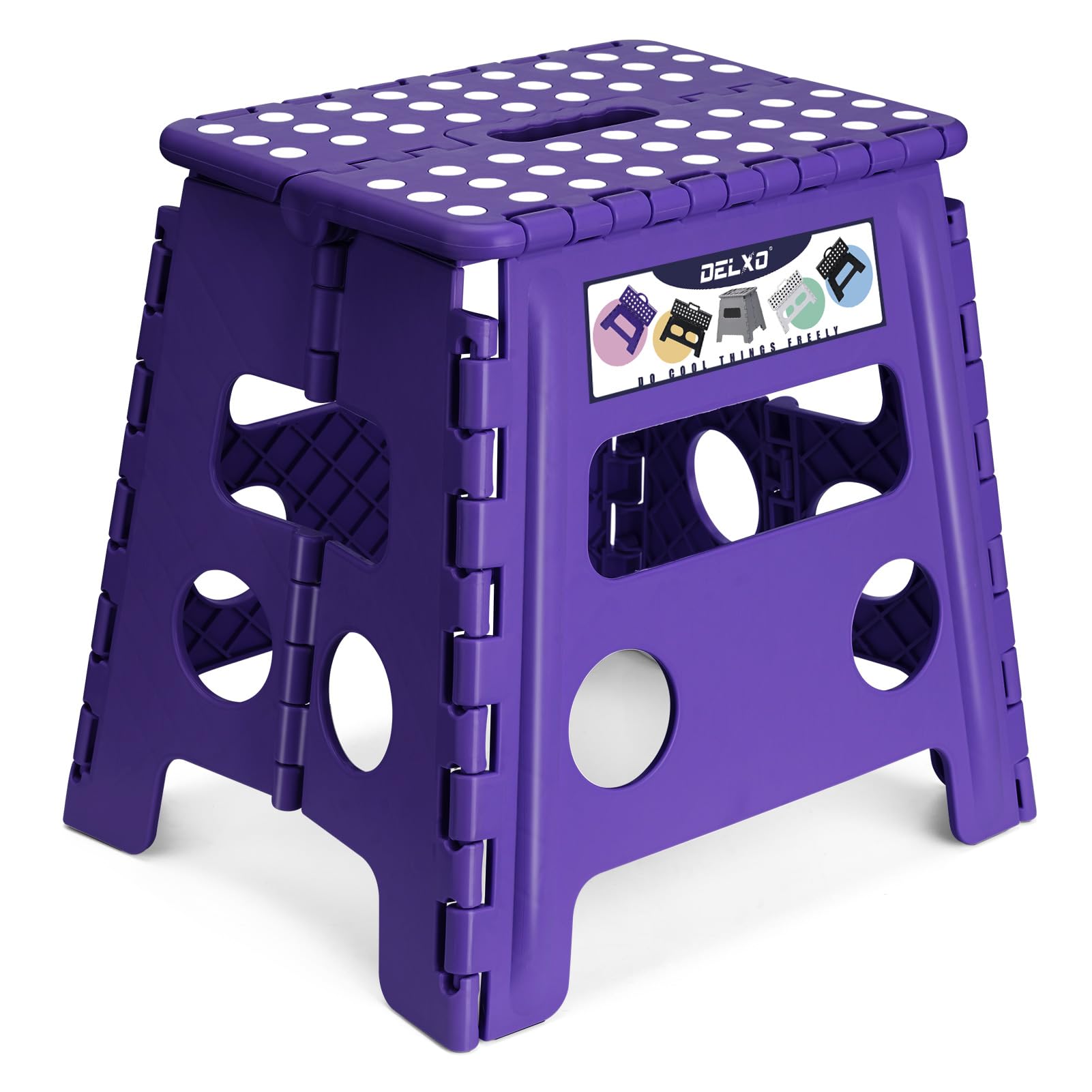 Delxo Folding Step Stool 13 Inch,300 Lbs Step Stool for Adults Purple
