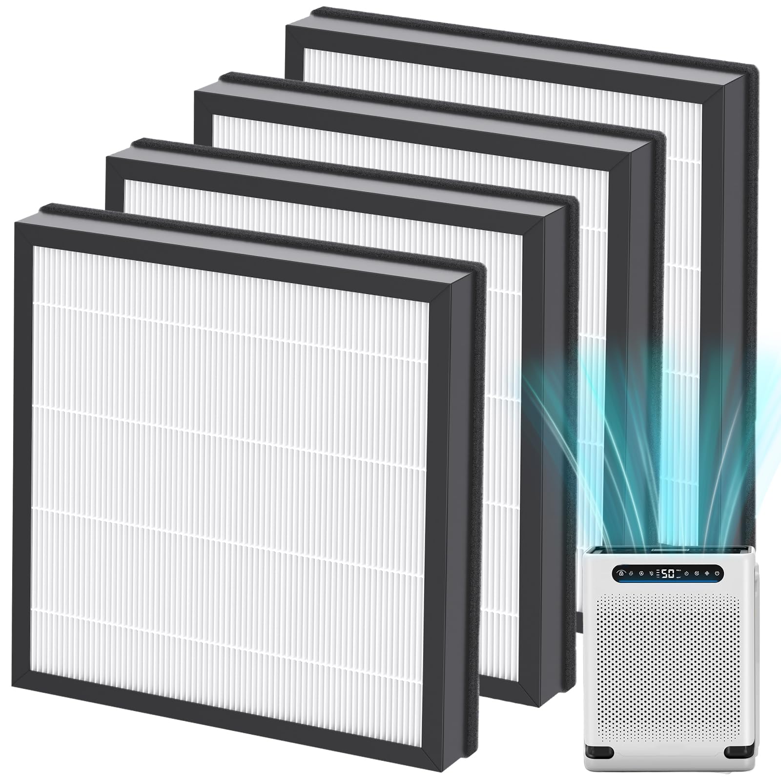 HAP605/HAP607 Replacement Filters for FreAire HAP605 HAP607 and for XenonLab HAP605 HAP607 Air Purifier, 3-in-1 Efficient Air Filter with Activated Carbon for Home, 4-Pack