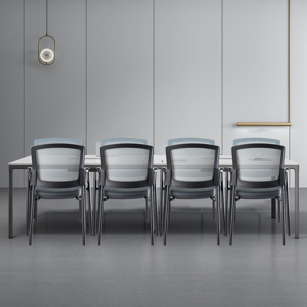 Clatina Grey Stacking Chairs Stackable Waiting Room Chairs with Armrest, Mesh Office Reception Guest Chair for Home Desk Conference Lobby