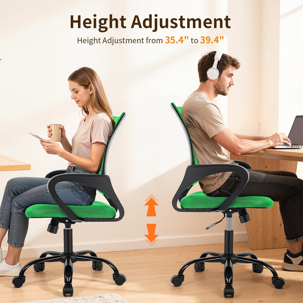 Ergonomic Office Chair Desk Chair Mesh Executive Computer Chair Lumbar Support for Women&men, Green, 1 Pcs