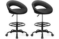 Bestfair Office Drafting Chair, Counter Height Barstools with Back Support, 2 Pack, Black