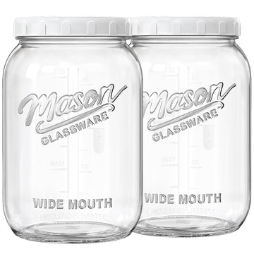 1 Gallon Glass Jar with Lid, Large Glass Flour Storage Containers, 2 Pack