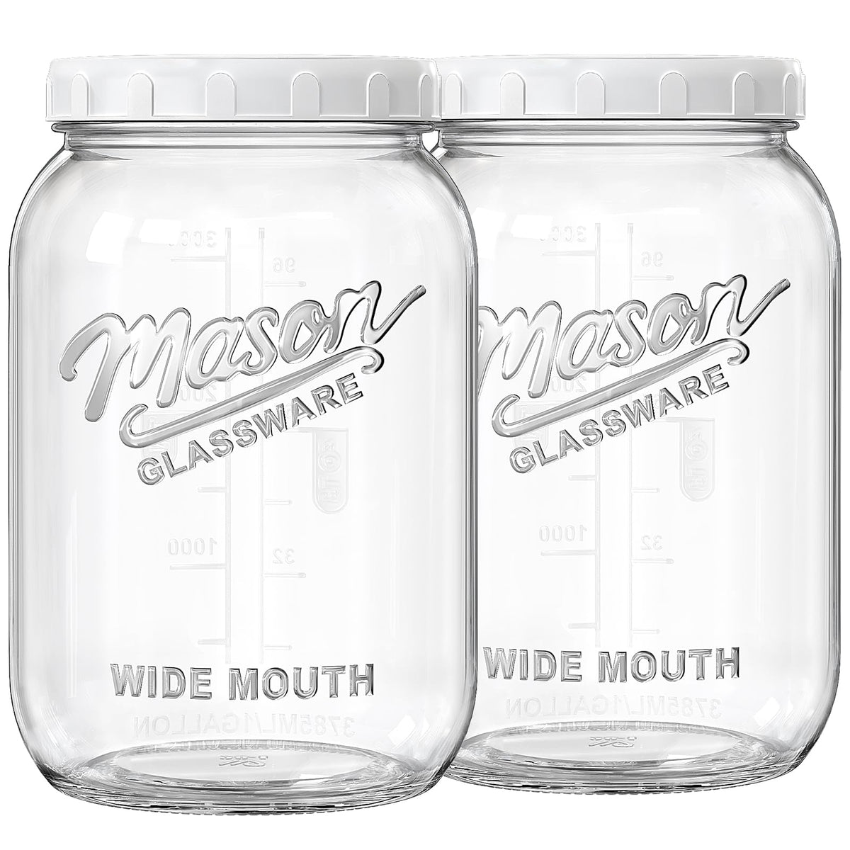 1 Gallon Glass Jar with Lid, Large Glass Flour Storage Containers, 2 Pack