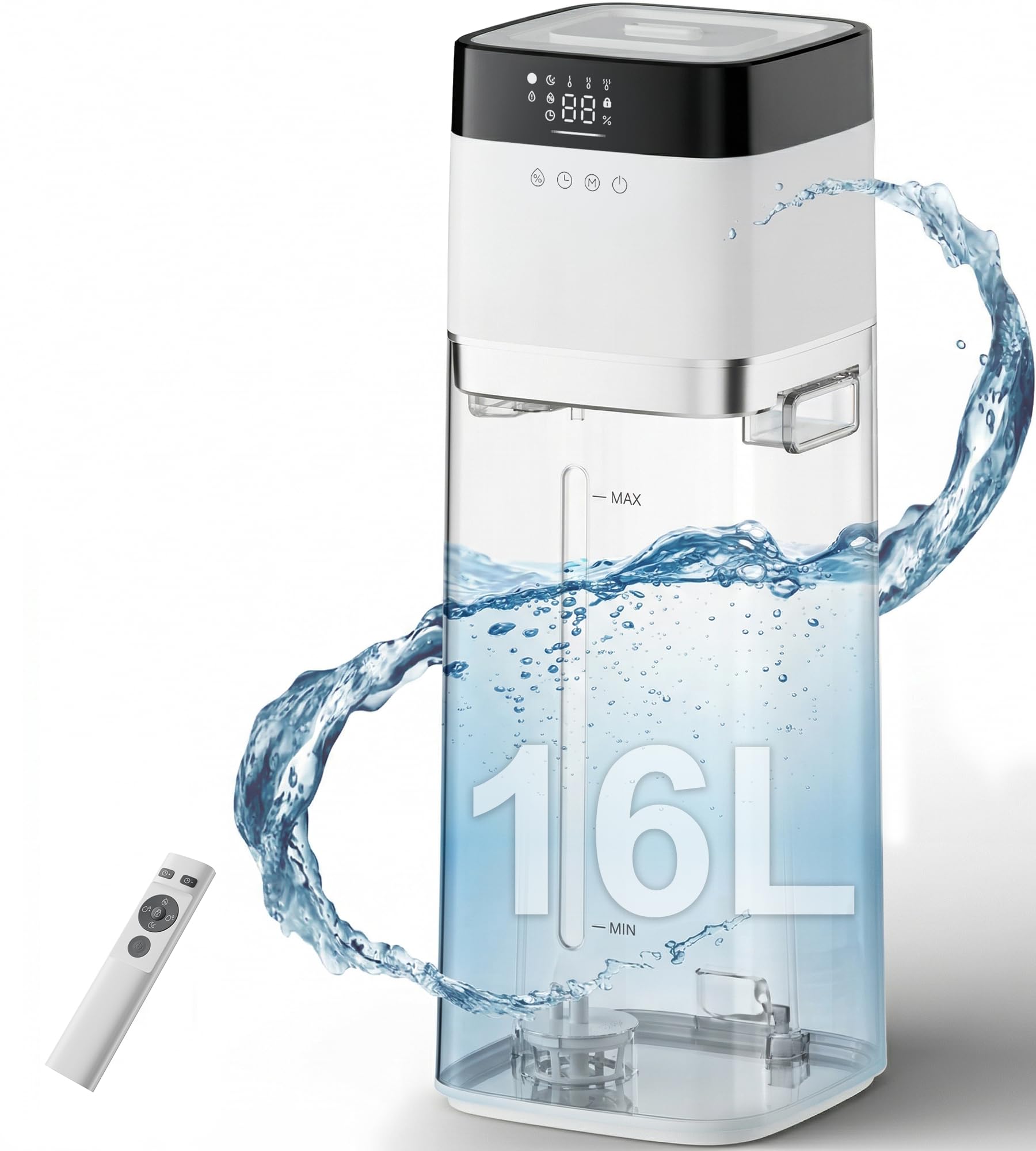 Mountman 4.2Gal/16L Humidifiers for Bedroom,Top Fill Humidifier Large Room with 100H Runtime,300ml/h High Output,Cover Up to 1500ft²,Cool Mist Humidifier for Plants,Indoor,Office,Home,White