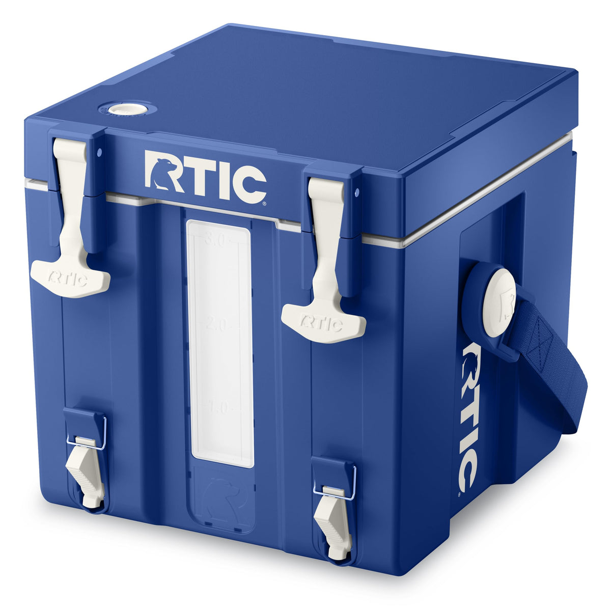 RTIC Halftime Water Cooler 3 Gallon Portable Carrier Container, Drink Beverage Dispenser, Stackable with 2 Taps, Bottleless, BPA-Free, for Sports, Camping, BBQ, Parties, Picnic, Cobalt & White