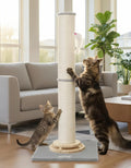 Globlazer Extra Thick Large Scratching Post for Indoor Cats Adults and Kittens, 35in Tall Natural Sisal Rope Scratcher Post, Large Cat Scratcher with Ball Interactive Toy, SC35, Light Grey