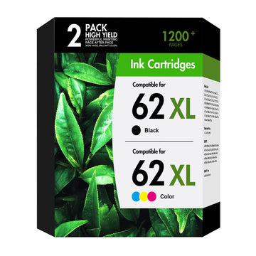 62 62XL Ink Cartridges Black and Color Combo Pack Envy 7640 5660 Replacement for HP 62 62XL Ink Envy 7645 5540 5740 5660 5740 OfficeJet 200 250 Printer High Yield Black Tri-Color 2-Pack