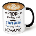 R HORSE El Mejor Papa Del Mundo Coffee Mug, 11Oz Dad Coffee Mug for Father’s Day Gift in Spanish Regalo Dia del Padre, Handsome Dad Tea Milk Cup Black Ceramic Cup for Regalo Para Papá Father’s Day