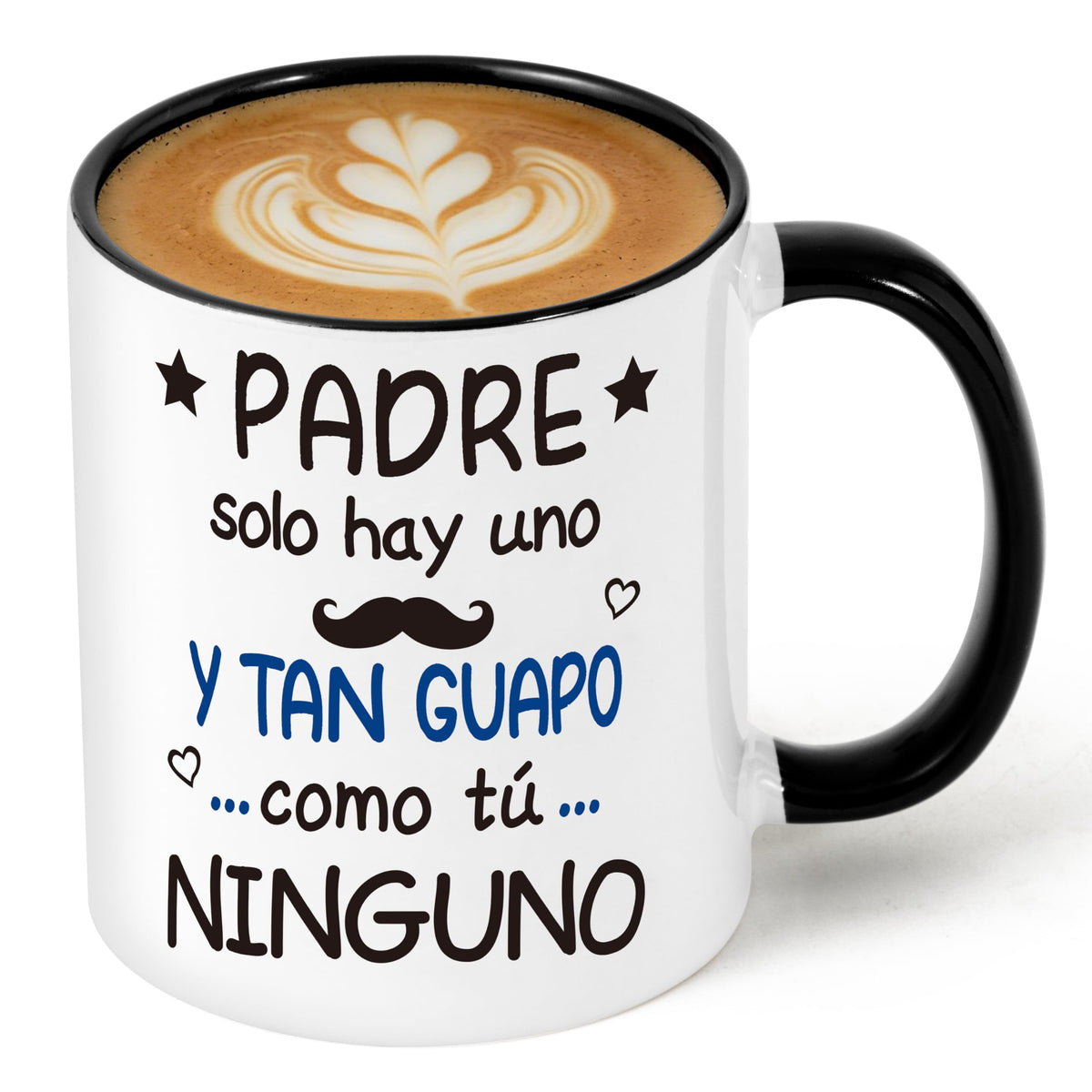 R HORSE El Mejor Papa Del Mundo Coffee Mug, 11Oz Dad Coffee Mug for Father’s Day Gift in Spanish Regalo Dia del Padre, Handsome Dad Tea Milk Cup Black Ceramic Cup for Regalo Para Papá Father’s Day