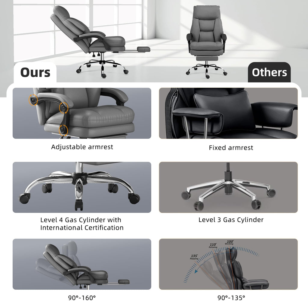 Criss Cross Office Chair, Flip Armrests for Pets & Cross Sitting Footrest, 26.5' x 28.7'' x 45.28''(L x W x H), Grey
