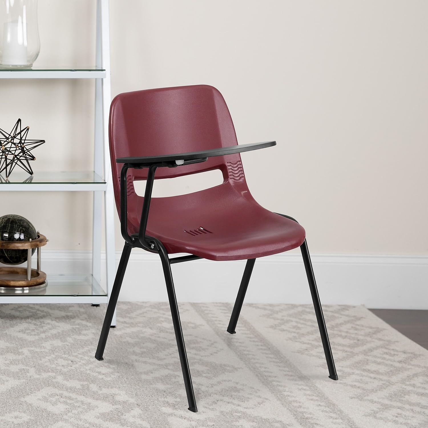 Flash Furniture 5 Pack Hercules Series 880 Lb. Capacity Burgundy Ergonomic Shell Stack Chair with Black Frame, Set of 5