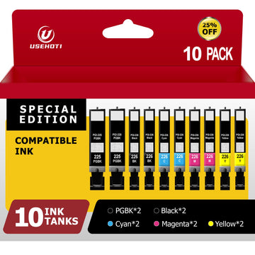 225 226 Ink Cartridges Compatible for Canon PGI-225 CLI-226, 10-Pack 2 Sets Value Pack for PIXMA MG5320 MG5220 MG6120 MX882 MX892 iP4820 iP4920 iX6520, 2PGBK 2BK 2C 2M 2Y