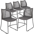 Flash Furniture Hercules Series Contoured Lobby Chairs with Air-vent Honeycomb Backs, Ergonomic Stacking Chairs for Offices, Set of 5, Gray