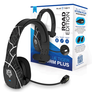 Blue Tiger Storm Plus Road Edition-Premium Trucker Bluetooth 5.2 Headset-Wireless Noise Canceling Mono Headset with Mic-High-Fidelity Sound,45-Hour Talk Time, USB-C Charging-for Truck Drivers
