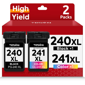 240XL 241XL Ink Cartridge Compatible for Canon PG-240XL CL-241XL combo pack | for MG3600 MG3620 MG3520 TS5120 MG2120 MG2220 MG3220 MX372 MX472 Printer Ink Cartridge High Yield Smart Chip(1 Black 1 Color)