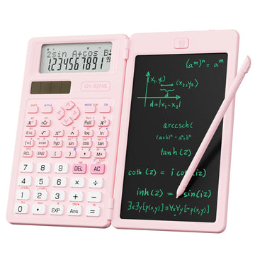 Pink Scientific Calculators for Girls Students, 82 MS Foldable Cute Science Calculator with Notepad Middle and High School Supplies