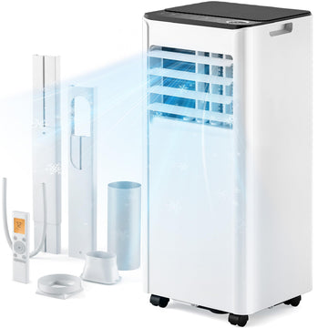 EUHOMY 10,000 BTU Portable Air Conditioners, 4-in-1 AC Unit with Cool, Fan, Dry, Sleep Modes, Cools Up to 450 Sq.Ft., Remote Control, 50 dB, 24H Timer, for Bedroom (Renewed)