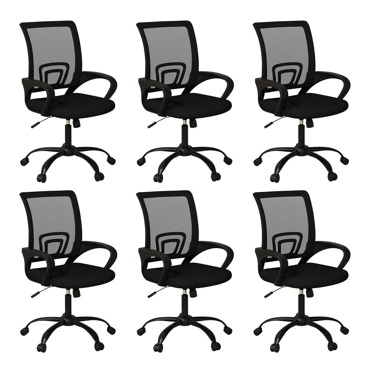 Bonzy Home Ergonomic Office Chairs Set of 6, Rolling Conference Chair with Wheels, Mesh Computer Desk Chair with 360°swivel, Height Adjustable,