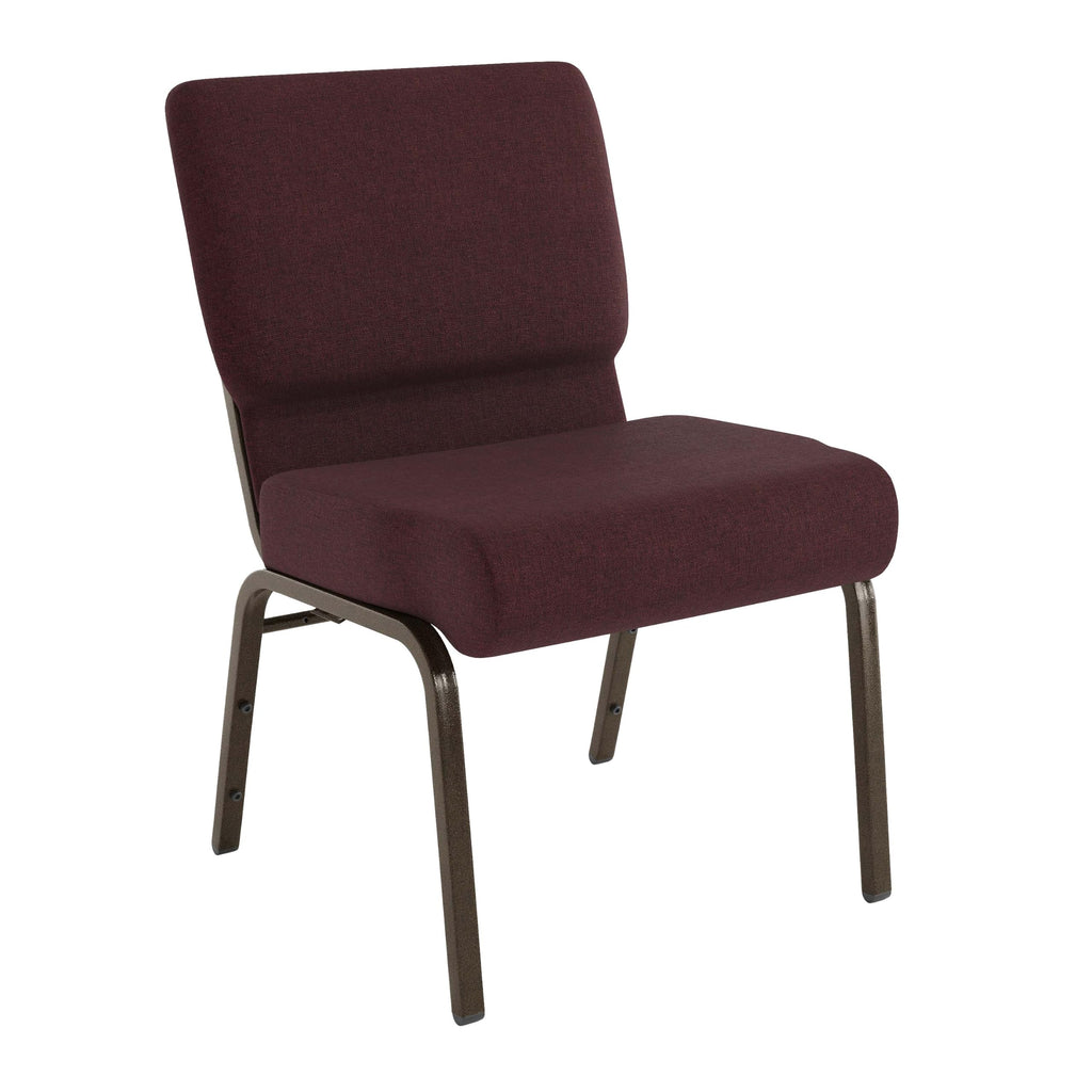 Flash Furniture Hercules Series 21''w Stacking Church Chair in Plum Fabric - Gold Vein Frame, Set of 1, Plum Fabric/gold Vein Frame