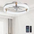Ceiling Fans with Lights and Remote Fandelier - White 20'' Flush Mount Low Profile Modern Ceiling Fans for Bedroom - Stepless Color Temperature and 6 Speeds, White