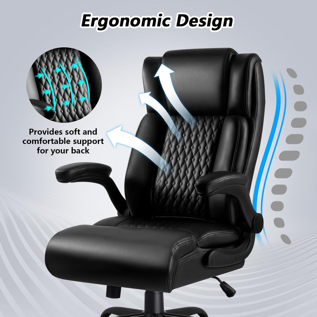 Vendorz Office Chair, Big and Tall 400lbs Heavy Duty Executive Office Desk Chair with Flip-up Armrest, Ergonomic Swivel High Back Office Chairs