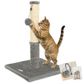 Happi N Pets Cat Scratching Post, Cat Scratcher for Indoor Cats, Sisal Scratching Post & Carpet Post in One, Stable Kitten Scratching Post with Replaceable Toy, Extra Free Toy, Light Gray