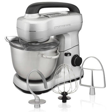 Hamilton Beach Stand Mixer with 4 Quart Stainless Steel Bowl, 7 Speeds, 300 Watt Motor, Silver, R63392 (Renewed)