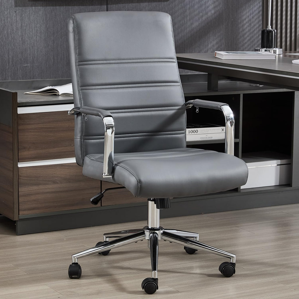 Office Desk Chair Leather, Conference Room Chairs with Wheels, Modern Executive Office Chairs Adjustable Height, Ergonomic Swivel Rolling