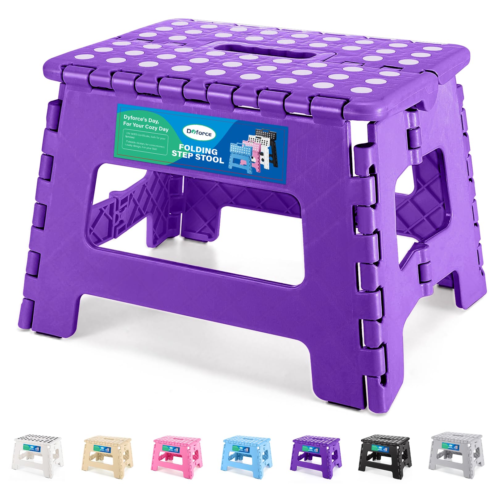 Dyforce Kids Step Stool 9 Inch, 300lbs Folding Step Stool for Toddler, 9inch, Purple