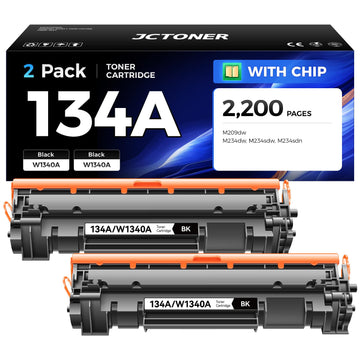 134A W1340A Toner Cartridge Black 2-Pack with chip Replacement for HP 134A 134X W1340X Toner Compatible with HP Laserjet M209dw MFP M234dw M234sdw M234sdn Printer Ink M209dwe M234dwe M234sdwe M234sdne