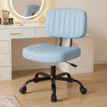 Dumos Armless Office Chair, Small Home Desk Chair, Lumbar Support, Compact, Blue